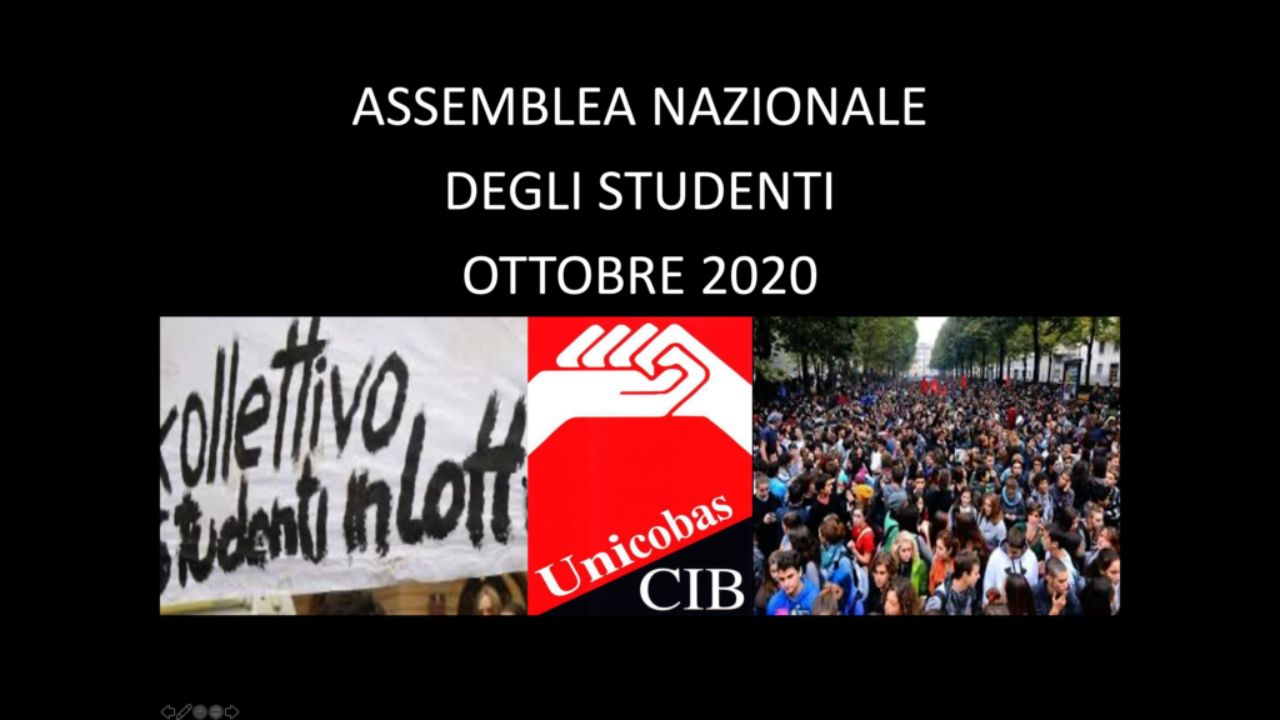 Assemblea Nazionale degli studenti Il saluto dell'Unicobas