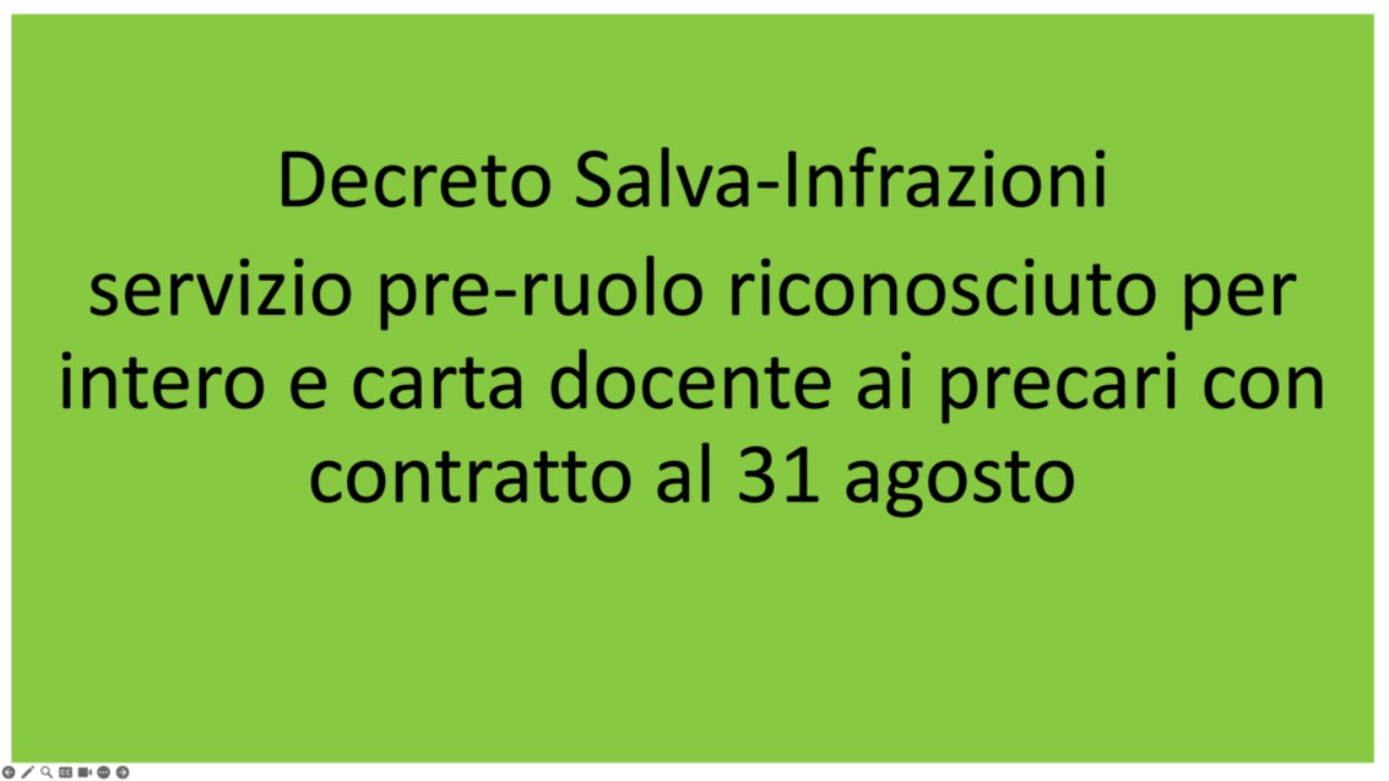 Decreto Salva-Infrazioni servizio pre-ruolo riconosciuto per intero e carta docente ai precari con contratto al 31 agosto