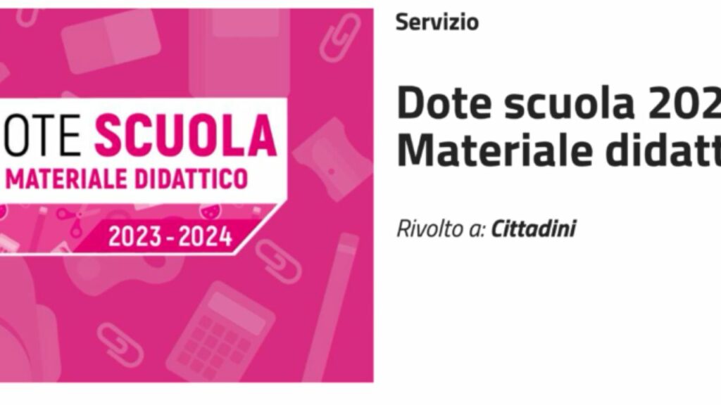 Dote scuola 2023.2024. Buono da 150 a 500 €Dote scuola 2023.2024