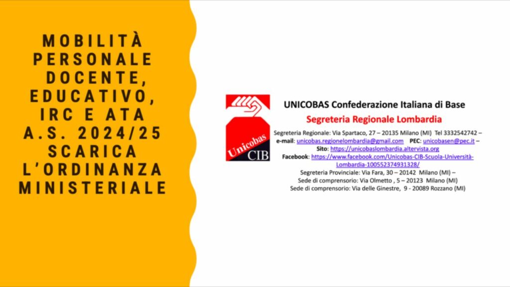 Mobilità personale docente, educativo, IRC e ATA. A.S. 24.25