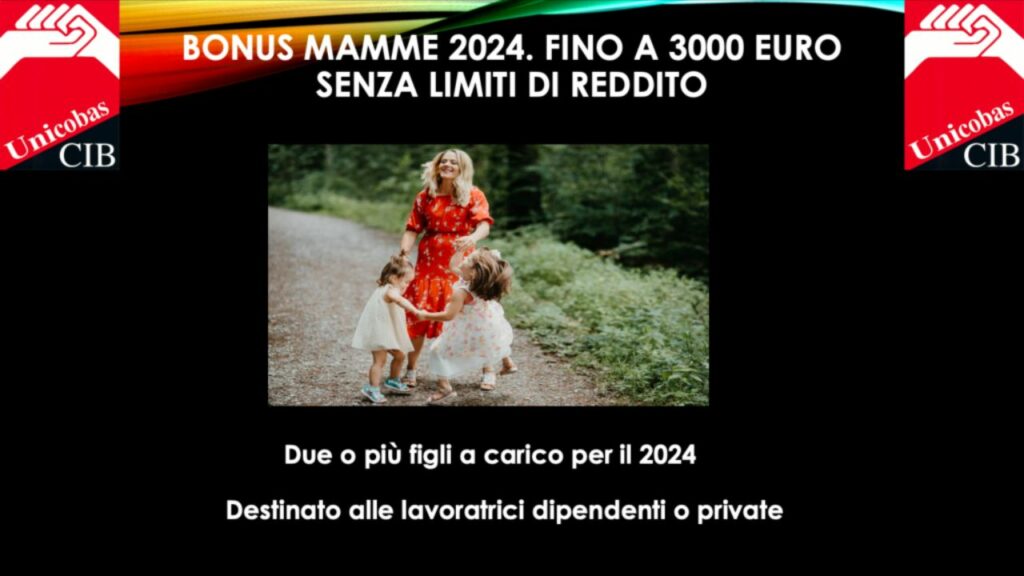 Bonus mamme 2024 domande dal 27.03 al 08.04