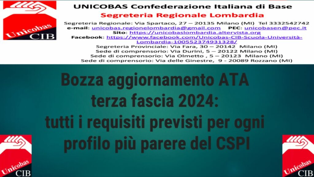 Bozza aggiornamento ATA terza fascia 2024: requisiti e parere del CSPI