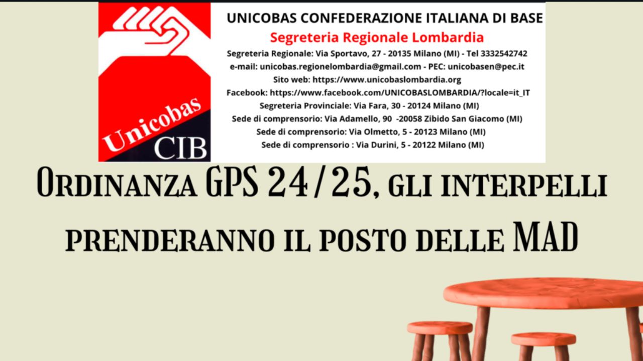 Ordinanza GPS 24/25, gli interpelli prenderanno il posto delle MAD