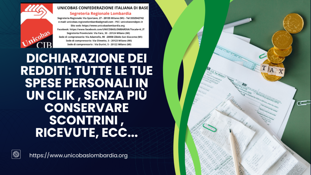 Dichiarazione dei redditi tutte le tue spese personali in un Clik , senza più conservare scontrini , ricevute, ecc