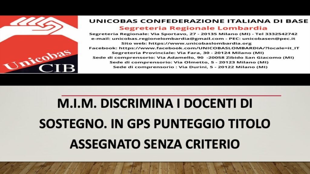 MIM discrimina i docenti di sostegno