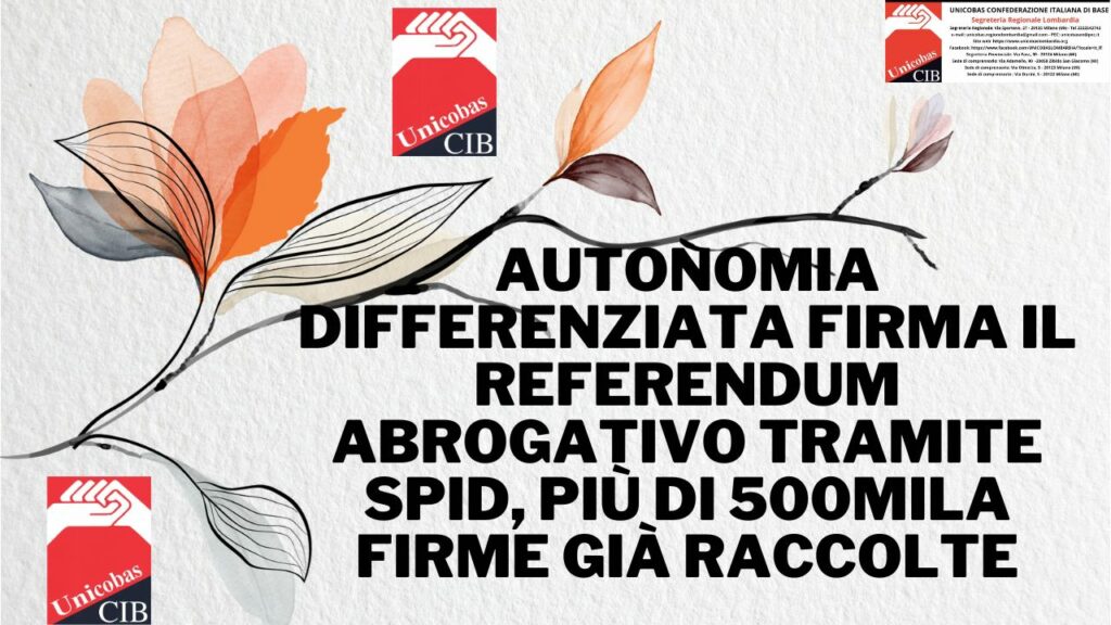 Autonomia differenziata firma il referendum abrogativo tramite SPID, più di 500mila firme già raccolte