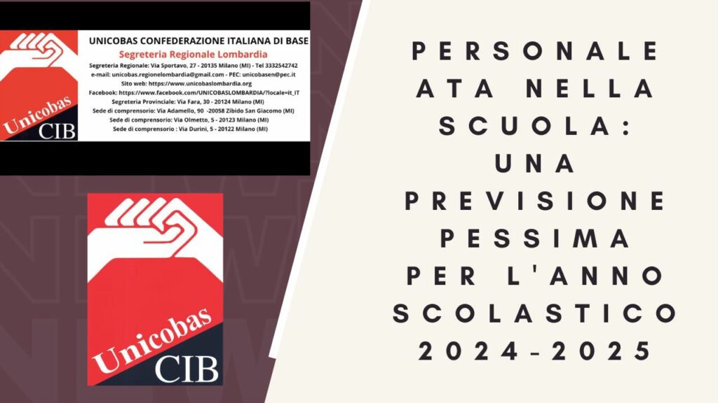 Personale ATA nella scuola: una previsione pessima per l'anno scolastico 2024-2025