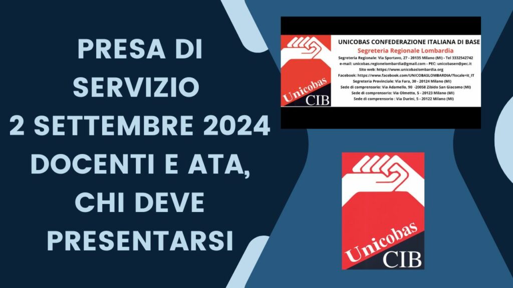 Presa di servizio 2 settembre 2024 docenti e ATA chi deve presentarsi