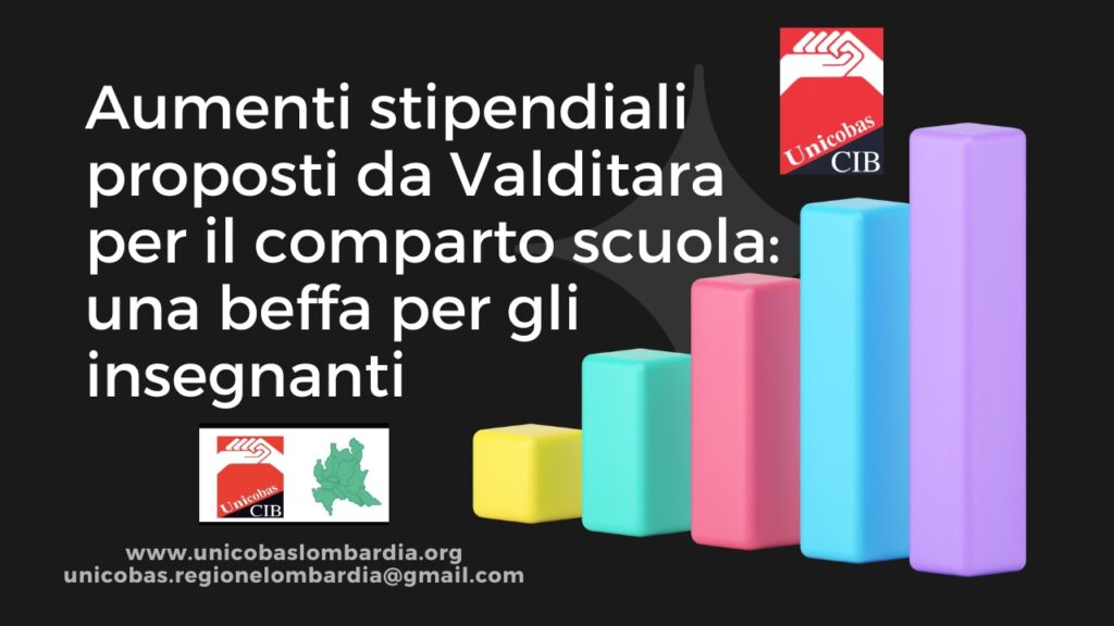 Aumenti stipendiali proposti da Valditara per il comparto scuola una beffa per gli insegnanti