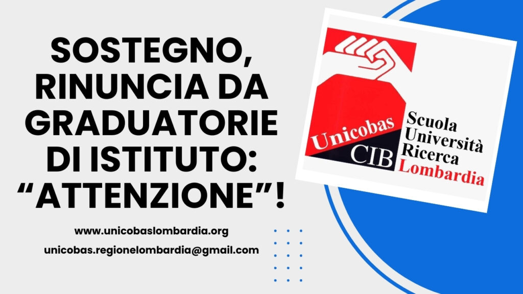 Sostegno rinuncia da graduatorie di istituto attenzione