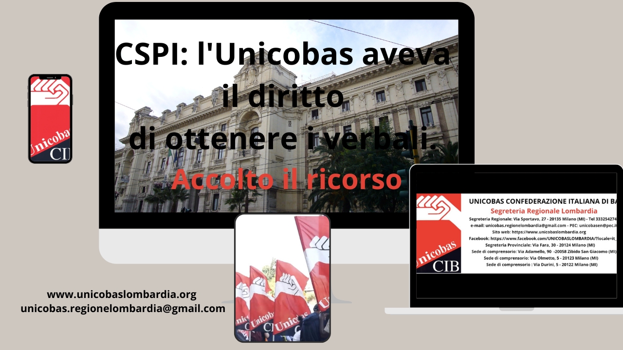 CSPI Unicobas aveva il diritto di ottenere i verbali accolto il ricorso