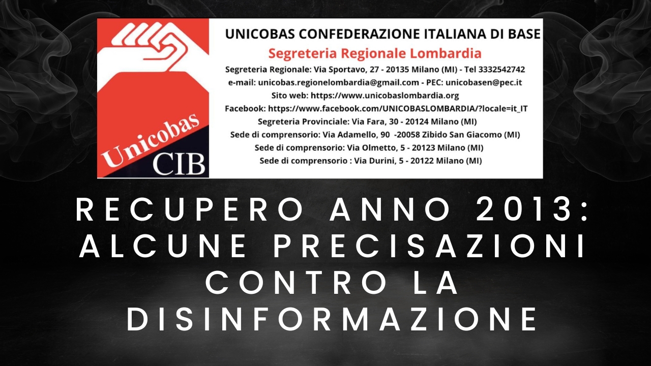 Recupero anno 2013 alcune precisazioni contro la disinformazione